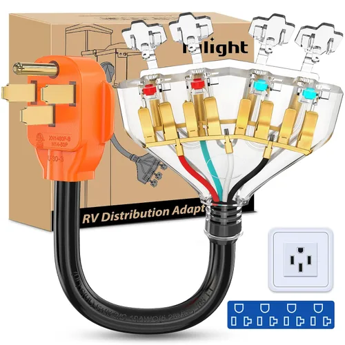 Miniatura 11 de Nilight - 50033R Adaptador de enchufe RV de 18 pulgadas, 50 amperios a 30 amperios, adaptador eléctrico de Dogbone de alta resistencia con mango 115G