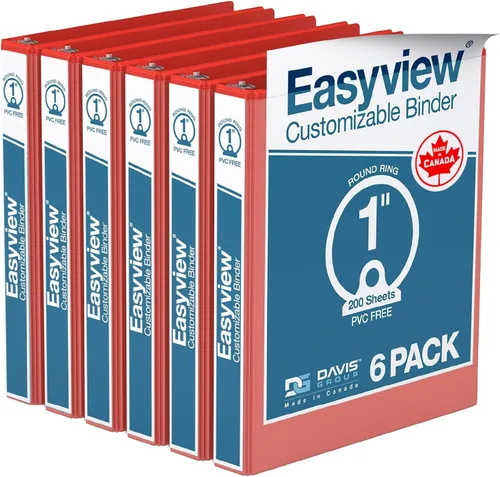 Miniatura 40 de Easyview - Carpetas prémium de 3 anillas con cubiertas transparentes y anillos redondos, carpetas para la escuela u oficina, 1 pulgada, paquete