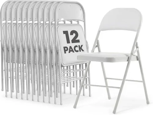 Miniatura 7 de Simpli-Magic Paquete de 6 sillas plegables acolchadas negras con cojín, sillas plegables de metal duradero para bodas en interiores y exteriores