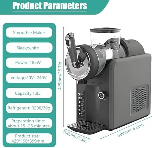 Miniatura 2 de Máquina de granizado de 8 litros, máquina automática de bebidas con rotación de 360°, múltiples funciones preestablecidas, panel de control HD