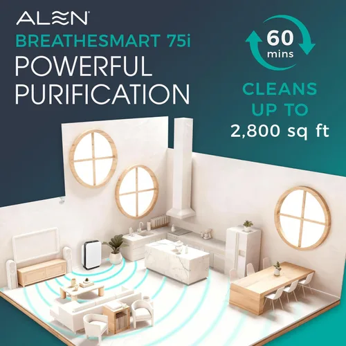 Miniatura 3 de Alen Purificador de aire BreatheSmart 75i HEPA con filtro puro para habitaciones grandes de hasta 2800 pies cuadrados - Perfecto para sala de estar