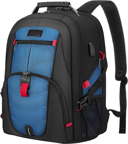 Miniatura 19 de LOVEVOOK Mochila grande de viaje y para laptop, impermeable, antirrobo, con cerradura y puerto de carga USB, para negocios, hombres, mujeres, Negro