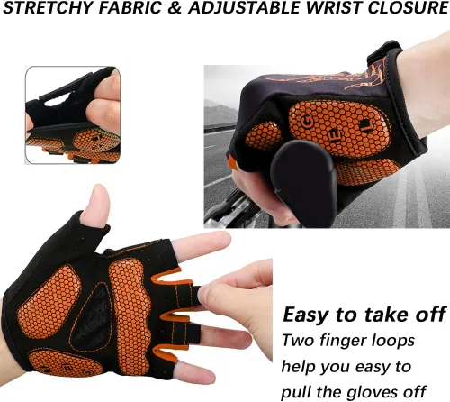 Miniatura 4 de MOREOK - Guantes para bicicleta de montaña (MTB) y ciclismo de descenso (DH), para hombres, de medio dedo, con almohadilla de gel que absorbe