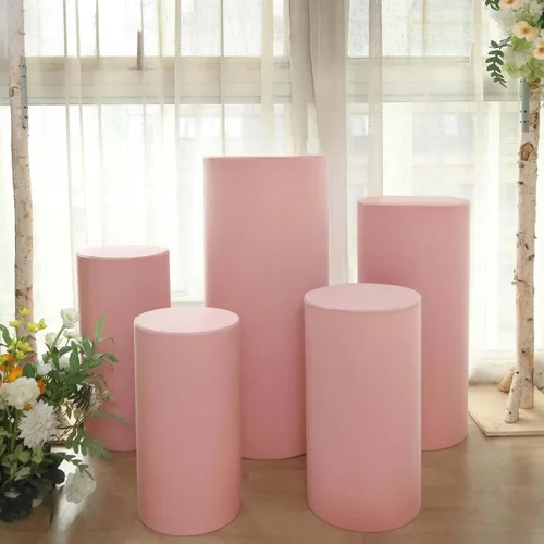 Miniatura 11 de Efavormart - Juego de 5 fundas de soporte para caja de exhibición cilíndrica de elastano, color negro, fundas elásticas para pilar de pedestal, 160