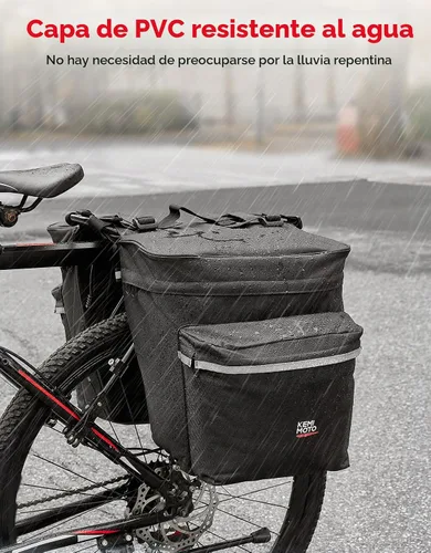 Miniatura 8 de KEMIMOTO - Bolsa para bicicleta alforja con cubierta anti-lluvia, bolsa de sillín de bicicleta impermeable de 34L para almacenamiento de bolsas