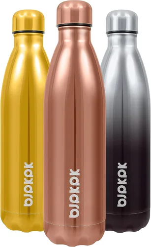 Miniatura 112 de BJPKPK Botellas de agua de acero inoxidable con aislamiento de 17 onzas, mantiene el frío y el calor, brillante oro rosa Oro rosa brillante