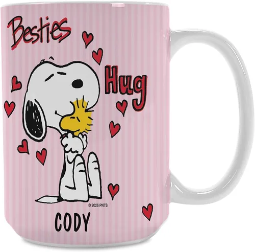 Current Peanuts Best Friend - Taza personalizada para el día de San Valentín, cerámica, capacidad de 15 onzas, bonitas tazas de personajes, añade un