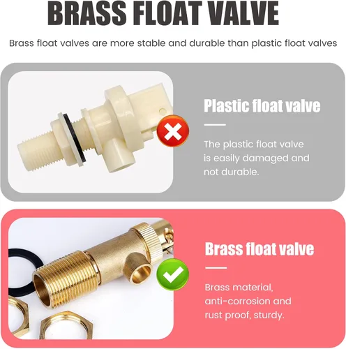 Miniatura 3 de Válvula de flotador de 3/4 pulgadas, válvula de flotador de agua de latón para tanque de agua, válvula de bola flotante con brazo ajustable