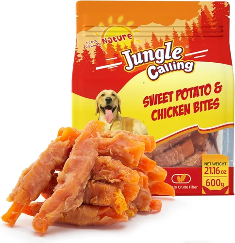 Miniatura 12 de Jungle Calling Golosinas para perros, batata envuelta en pollo sin piel, sin gluten y granos, mordeduras masticables para una nutrición equilibrada