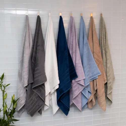 Miniatura 9 de Mosobam Juego de 4 toallas turcas de lujo de 35 x 70 pulgadas, color gris claro (gris), viscosa de bambú de 24.69 oz/m² y algodón peinado turco