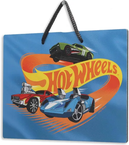 Miniatura 2 de Mattel Hot Wheels - Cartel de metal colgante para pista de carreras de acción, divertida decoración de pared de Hot Wheels para dormitorio de niños