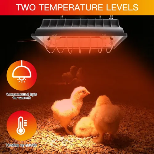 Miniatura 2 de Lámpara de calentador de gallinero de 250 W, lámpara de calor colgante de invierno para pollos incubadoras de pollos incubadoras de temperatura