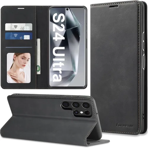 Miniatura 10 de Funda de piel con tapa para Samsung Galaxy Z Flip 3, con protección de bisagra, delgada y magnética tipo cartera [1 tarjetero], funda protectora a