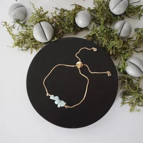 Miniatura 17 de Designs by Nature Gems Pulsera de piedra natal de cristal hecha a mano, pulsera de bolo de cadena deslizante ajustable, chapado en oro