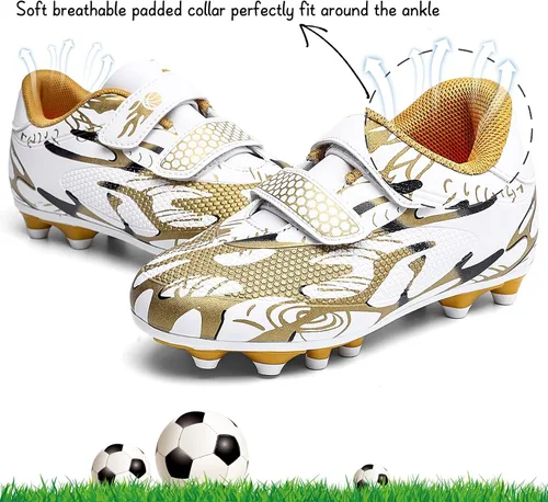 Miniatura 3 de ASOCO DREAM Zapatos de fútbol para niños y niñas, zapatos de fútbol para suelo firme, para jóvenes profesionales atléticos para exteriores e