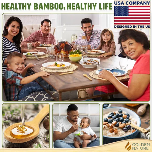 Miniatura 6 de Juego de cucharas de bambú (5 unidades), cucharaditas de cocina pequeñas, pequeñas cucharas de madera perfectas para azúcar, especias, condimentos