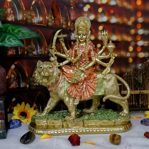 Miniatura 4 de BangBangDa Estatua de ídolo de Durga de la diosa hindú, figura de Durga en tigre, India, Murti, hogar, templo mandir, altar puja, artículo