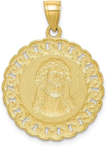 Miniatura 3 de Colgante de oro amarillo macizo de 10 quilates con dos tonos de corte de diamante con cara de Jesús, Metal
