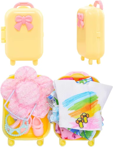 Miniatura 4 de Miunana Vestido de muñeca de 5.3 pulgadas, 36 piezas, ropa y maleta y sombreros para muñecas de 4 a 6 pulgadas, camiseta y pantalones, trajes
