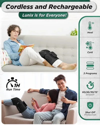 Miniatura 6 de Lunix LX4 - Masajeador de rodilla con calor y compresión, recargable para muslo, pantorrilla y rodilla con terapia de frío o calor, soporte
