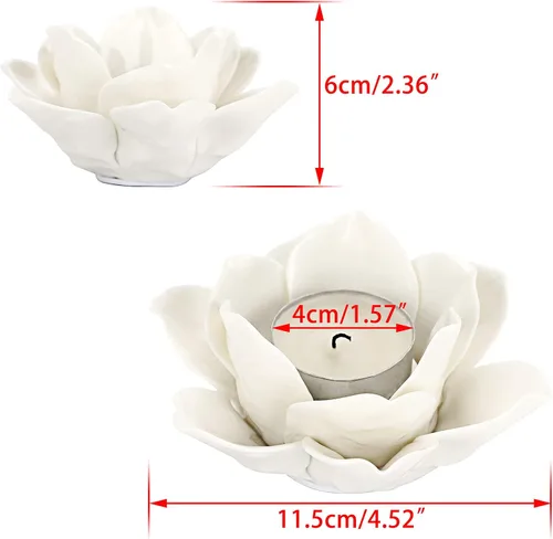 Miniatura 3 de OwnMy Portavelas de Flor de Loto de Cerámica de 4.5 Pulgadas, Portavelas de Pétalos de Loto, Candelabro, Portavelas Votivo de Flor para Velas de Té
