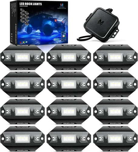 Miniatura 9 de MICTUNING C1 4 Pods RGBW LED Rock Lights – Kit de luces de neón subterráneas multicolor con controlador Bluetooth, modo de música