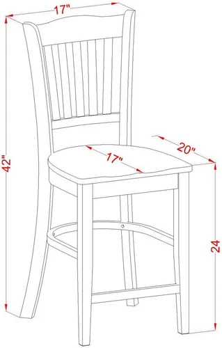 Miniatura 6 de East West Furniture VNGR3-WHI-W - Juego de comedor de 3 piezas de altura de mostrador para espacios pequeños que contiene una mesa de cocina