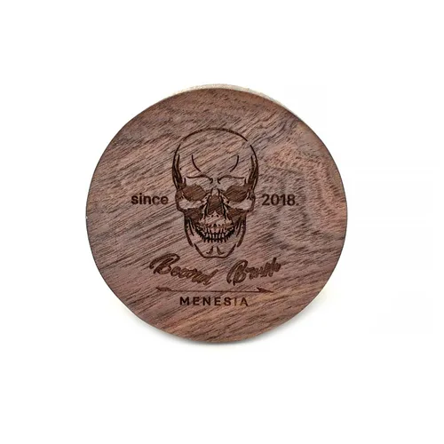 Miniatura 7 de Cepillo de barba pequeño y redondo, cepillo de bolsillo para hombre, cerdas de jabalí de madera, cepillo para bigote para hombre (calavera)