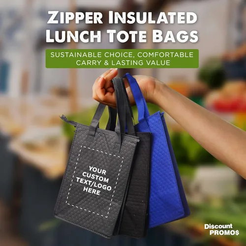 Miniatura 4 de DISCOUNT PROMOS Juego de 10/50/100 bolsas de almuerzo con aislamiento con cremallera, paquete personalizado a granel perfectas para el trabajo