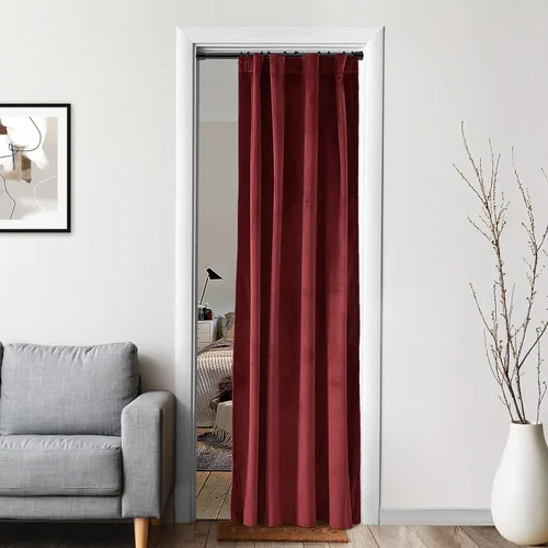 Miniatura 12 de XTMYI Paneles de Cortinas de Puerta Opacas de Terciopelo para Dormitorio, Aislamiento Térmico de Invierno Cálido con Pestaña Trasera y Bolsillo