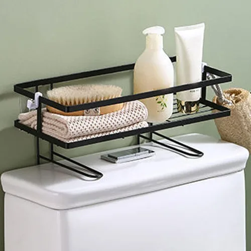 Miniatura 3 de Estante de baño organizador de baño de hierro grueso con diseño de montaje en pared, estante de baño impermeable sobre el inodoro, organizador