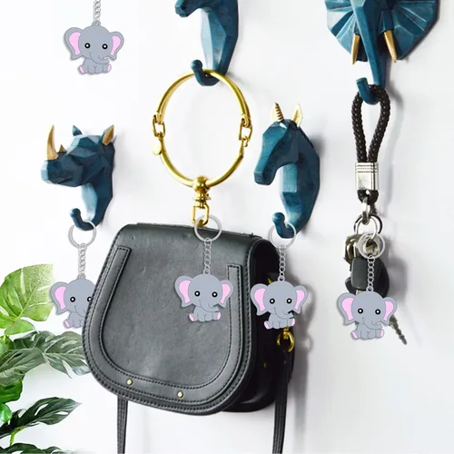 Miniatura 6 de CiciBear Paquete de 72 recuerdos de fiesta de elefante rosa con llaveros, etiquetas, bolsas de regalo para baby shower, cumpleaños de niños, 24
