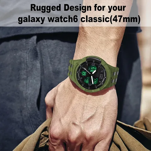 Miniatura 6 de Correa compatible con Samsung Galaxy Watch 6 Classic de 1.850 in, funda resistente de una pieza con correa (2023)