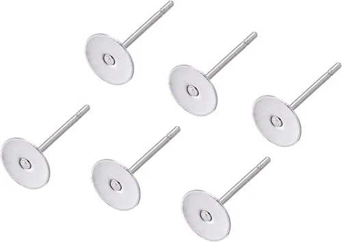 Miniatura 27 de Craftdady 400 aretes de acero inoxidable de 0.15 a 0.55 pulgadas, 8 tamaños, almohadillas planas, redondas, en blanco, para hacer joyas Almohadilla