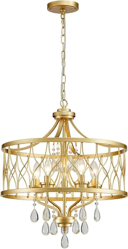 Miniatura 18 de Lámpara de techo de cristal, moderna lámpara de araña pequeña, lámpara de techo semiempotrada dorada de granja, accesorios de iluminación de pasillo