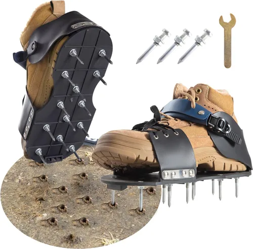 Zapatos aireadores de césped para césped con protección de pies, zapatos de aireación para césped con correa ajustable, zapatos de aireación