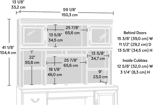 Miniatura 3 de Sauder Heritage Hill Hutch para 404944, acabado clásico cereza