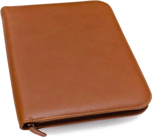 Miniatura 10 de Portafolio de cuero personalizado Maruse - Folio ejecutivo para hombres y mujeres con cremallera, organizador de documentos folio, funda para Negro
