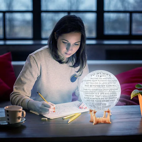 Miniatura 3 de K KENON Lámpara de luna 3D grabada para esposa, impresión 3D personalizada de 5.9 pulgadas, regalo de luz lunar para esposa, regalo de Navidad