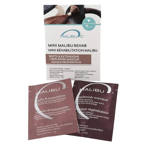Malibu C Tramas y extensiones – Contiene 2 paquetes de remedios para el cabello – Elimina la acumulación + evita la rotura del cabello – Cuidado