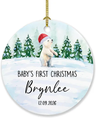 Miniatura 15 de Adorno de Navidad de la segunda Navidad del bebé 2026, marco de fotos de corona, adorno de segunda Navidad para papá, mamá, nombre de bebé
