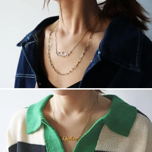 Miniatura 3 de Aoloshow Collar con nombre personalizado con cualquier nombre, joyería para mujer, regalo de dama de honor para nueva mamá, Metal, no aplica