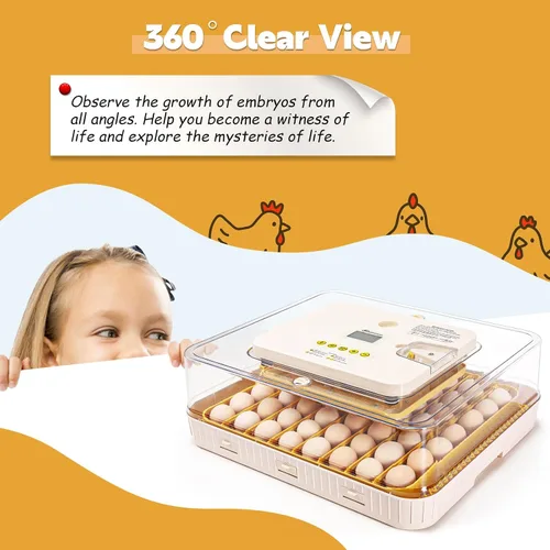 Miniatura 8 de Sailnovo Incubadora de 56 huevos para incubar huevos con giro automático de huevos y humidificación automática, vela de huevos, control de Blanco