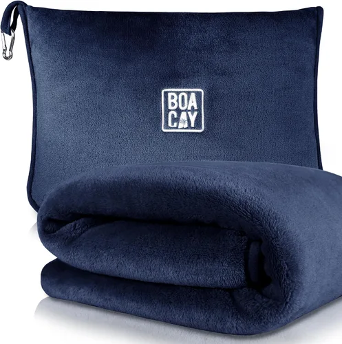 Miniatura 10 de BOACAY - Manta de viaje suave y cálida para avión y automóvil - Esencial para vuelos largos para mujeres, hombres, niños - Almohada compacta