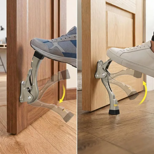 Miniatura 2 de Gotega - Tope de puerta, tope de puerta de patada con altura ajustable con un solo toque y punta de goma de 4 pulgadas, topes de puerta.. Níquel