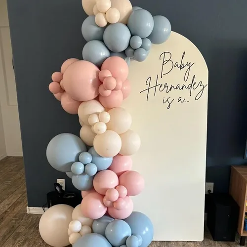 Miniatura 3 de Globos Azul Polvoriento y Rosa, 50 piezas Globos Retro Rosa y Azul, Globo de Oro Rosa Metálico Claro para Niña Niño Fiesta de Cumpleaños Boho Baby