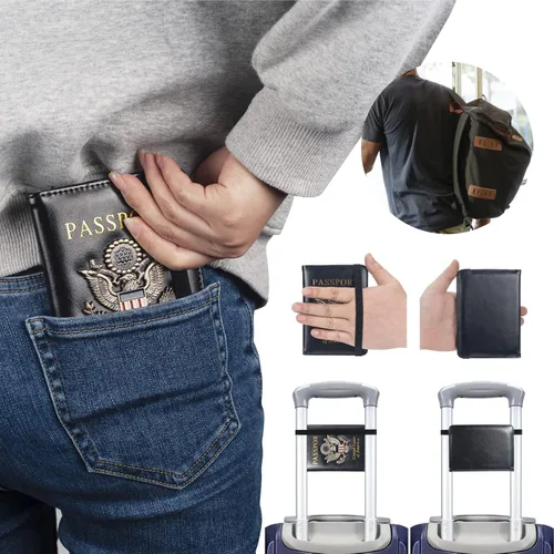 Miniatura 6 de Funda para pasaporte de alta calidad para viajes, con bloqueo RFID, delgada, duradera y apta para viajes, cartera para pasaporte mantiene tus