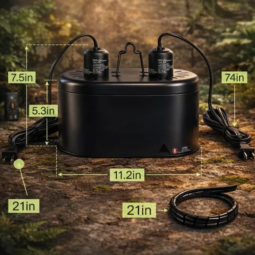 Miniatura 2 de REPTI ZOO Lámpara de doble reptil para reptil Dome UVB, reflector de reptil, tapa de lámpara de cúpula de doble reptil, diseño de integración