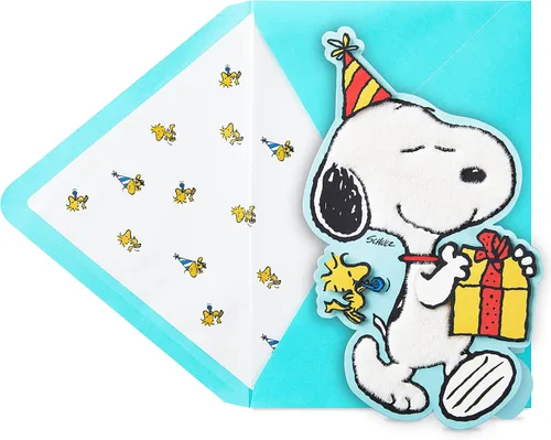 Miniatura 8 de Hallmark Paper Wonder Peanuts - Tarjeta de cumpleaños desplegable (Snoopy, Charlie Brown, Día lleno de diversión)