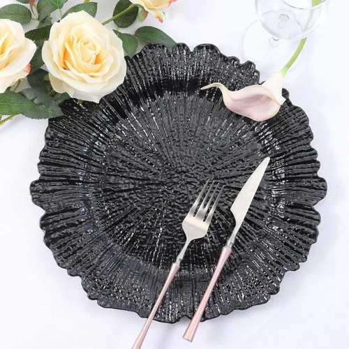 Miniatura 49 de Efavormart - Juego de 20 platos de plástico con diseño de arrecife negro, platos de fiesta de postre y aperitivo de 7 pulgadas, elegante vajilla